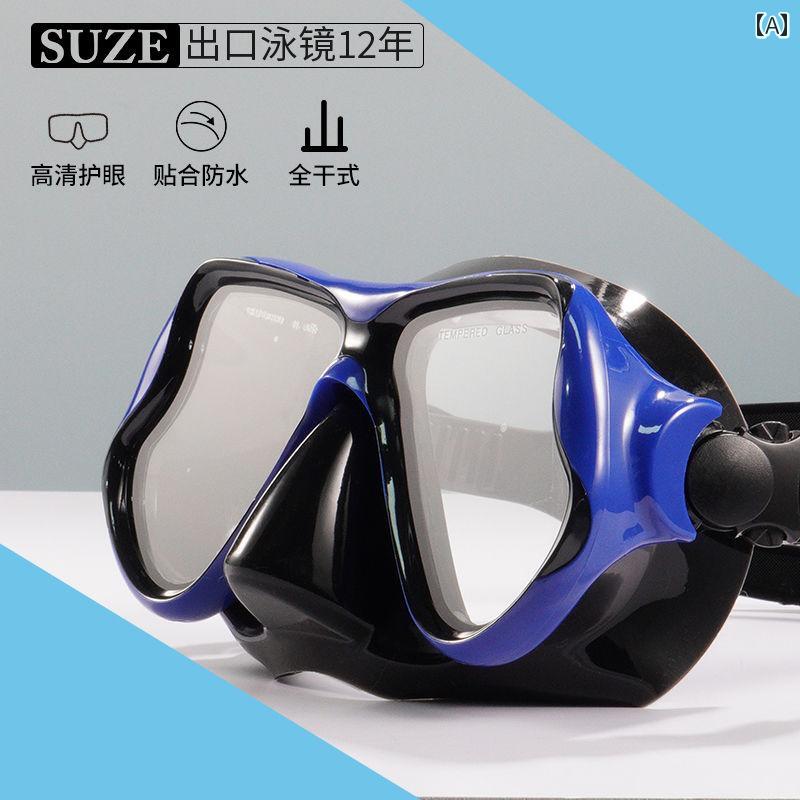 シュノーケリング　ゴーグル　スポーツ 高 解像度の 曇り 止め フリー ダイビング ゴーグル フル ドライ 呼吸 チューブ 鼻 保護 大人用 機器
