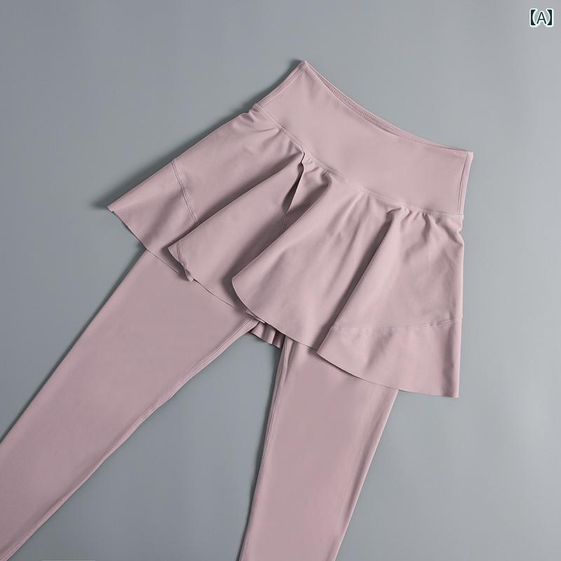 レディース　エクササイズ　パンツ フェイク ツーピース バドミントン スカート パンツ レディース ハ..