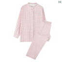 パジャマ レディース かわいい 品質の パジャマ サイド シームなし 綿 ガーゼ 春秋 夏 メンズ カップル スタンドカラー 小 チェック 柄 ホームウェア