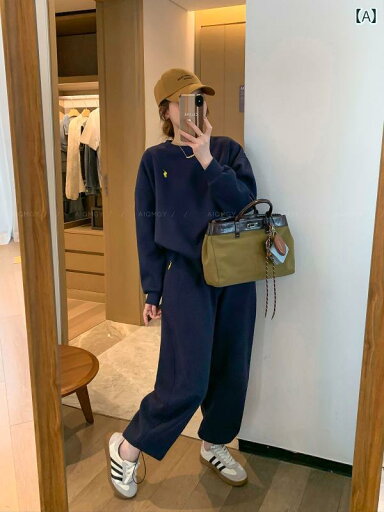 セットアップ レディース カラー Love Manta ファッション スポーツ スーツ レディース 2025 春 セーター 九分丈 袖 パンツ ツーピース セット セットアップ レディース カラー Love Manta ファッション スポーツ スーツ レディース 2025 春 セーター 九分丈 袖 パンツ ツーピース セット