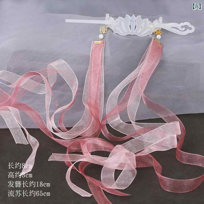 リボン　アクセサリー　かわいい 女の子 レトロ 漢服の ヘア ピン リボン バック プレス ヘッド ドレス..