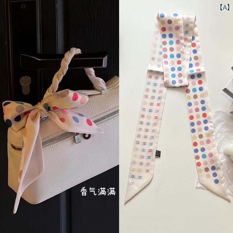 リボン　アクセサリー　ロープ エクストラ ロング ハンドバッグ シルクスカーフで 結んだ バッグ リボ..