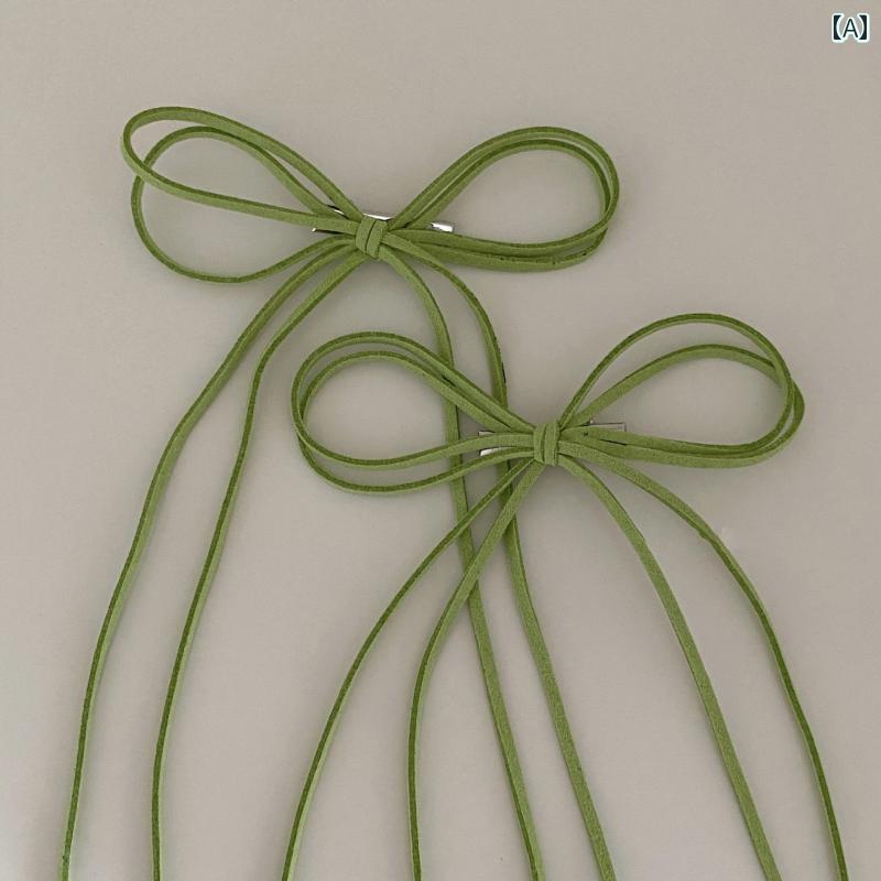 リボン　アクセサリー　ロープ 楊 朝 月と 同じ ダブル ポニーテールの 少女の 緑の リボンの ストリー..
