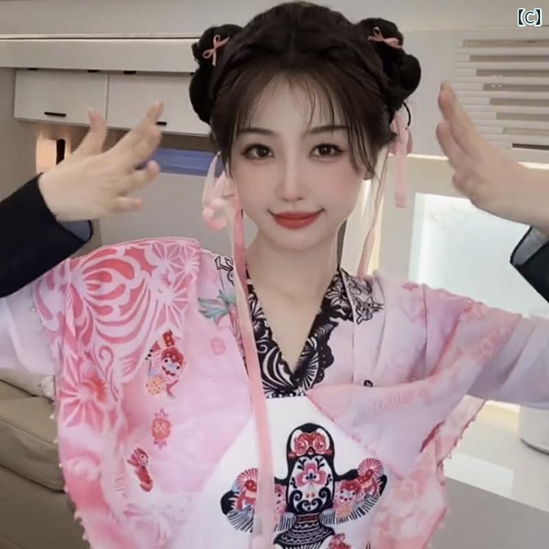 リボン　アクセサリー　ロープ 于 淑 鑫の 永 夜 星 河 凌 苗 苗の同 型 ヘア バンド グラデーション ..