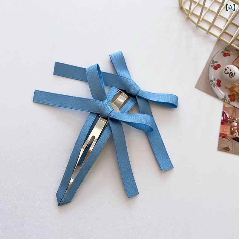 リボン　アクセサリー　ロープ 韓国の 弓の リボンの ヘア ピン 高級 サイド クリップ 前髪 崩れた ア..