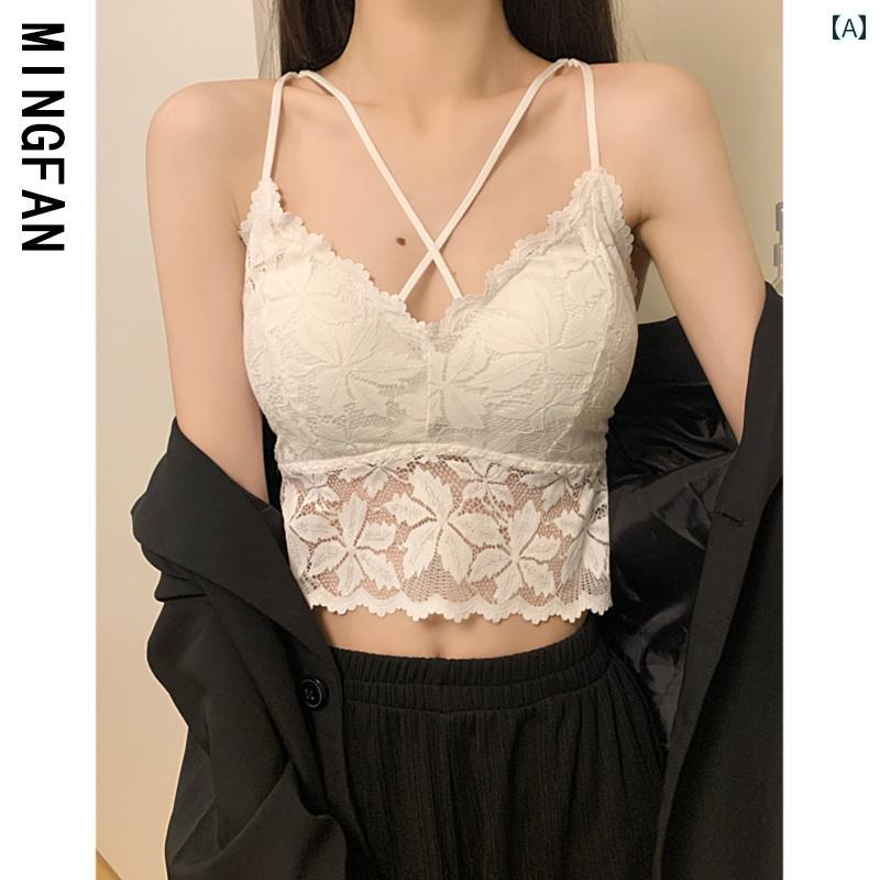 レース　キャミソール　トップス 2025 春夏の レディース 服 フレンチレースの 美しい サスペンダー 胸 パッド インナーウェア アウターウェア ホット ガール スモール ベスト トップス