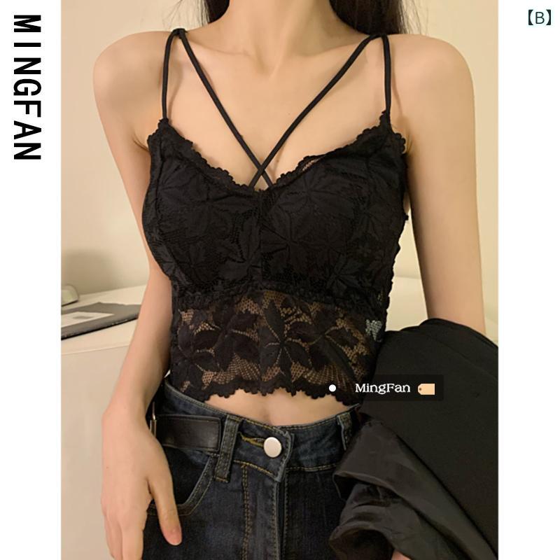 レース　キャミソール　トップス 2025 春夏の レディース 服 フレンチレースの 美しい サスペンダー 胸 パッド インナーウェア アウターウェア ホット ガール スモール ベスト トップス