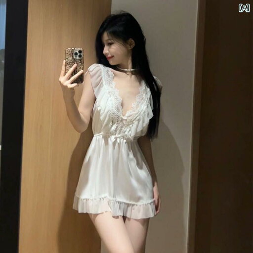 レース キャミソール トップス 夏の なの 女の子 パジャマ 女性 2025 魅惑的 シルクレースの 背中が 開いた メッシュ スリング ナイトドレス ホーム 服 レース キャミソール トップス 夏の なの 女の子 パジャマ 女性 2025 魅惑的 シルクレースの 背中が 開いた メッシュ スリング ナイトドレス ホーム 服