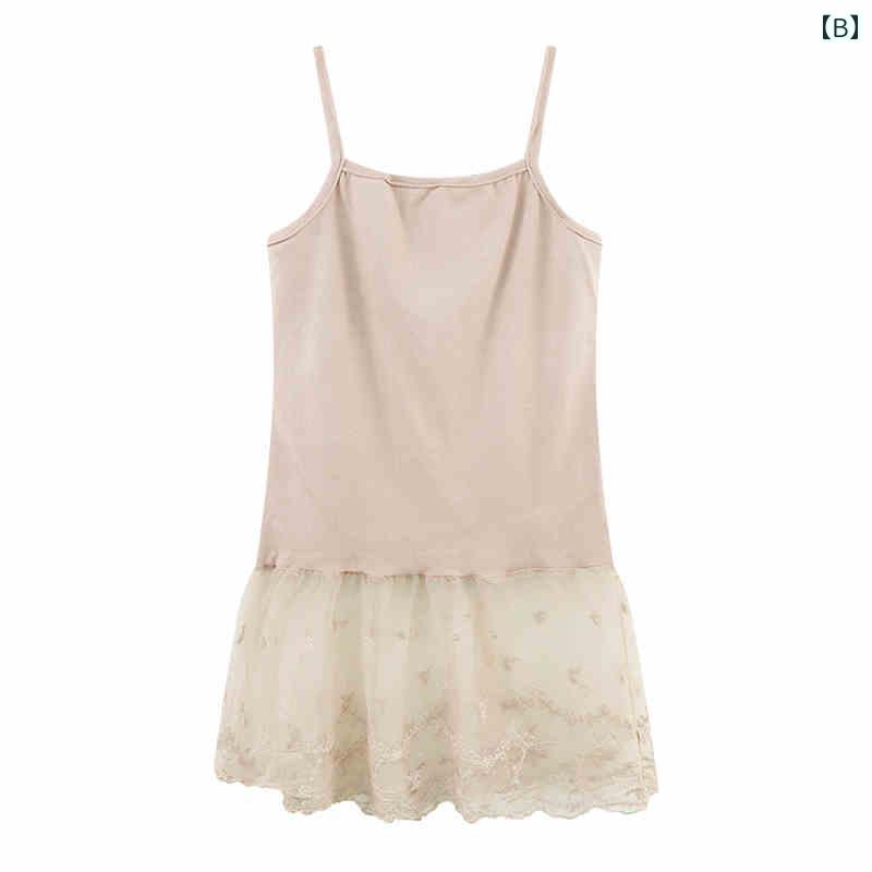 インナー　レース　キャミソール ホット ガール サスペンダー レディース インナーウェア レイ ヤード 春 レース スカート スプライシング グレー ベスト シャツ トップ 2