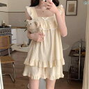 インナー レース キャミソール パジャマ レディース 夏 ノースリーブ キャミソール スイート 千鳥格子 プリンセス スタイル 薄手 コットン ホームウェア ツ...