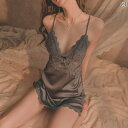 インナー レース キャミソール 夏の レディース クリアな 魅惑的 パジャマ 冷感の な 胸 パッド 付きの 高級 象徴 レース サスペンダー ナイトドレス セ...