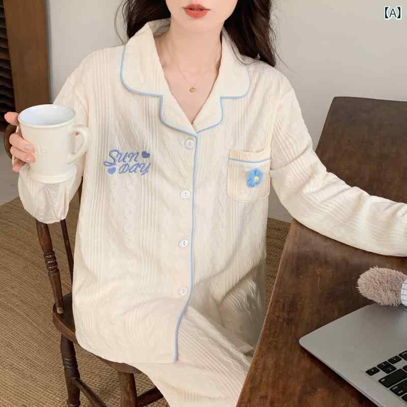 パジャマ　上下　薄手 春秋 150 cm ショート コットン 高級 刺繍 長袖 パジャマは ホームウェア スーツ..