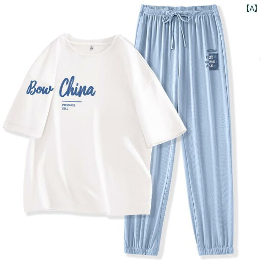 レディース カジュアル ウェア ZR Jeanswest ファッション スーツ レディース 2025 夏 ホワイト Tシャツ アイス カジュアル パンツ ツーピース レディース カジュアル ウェア ZR Jeanswest ファッション スーツ レディース 2025 夏 ホワイト Tシャツ アイス カジュアル パンツ ツーピース