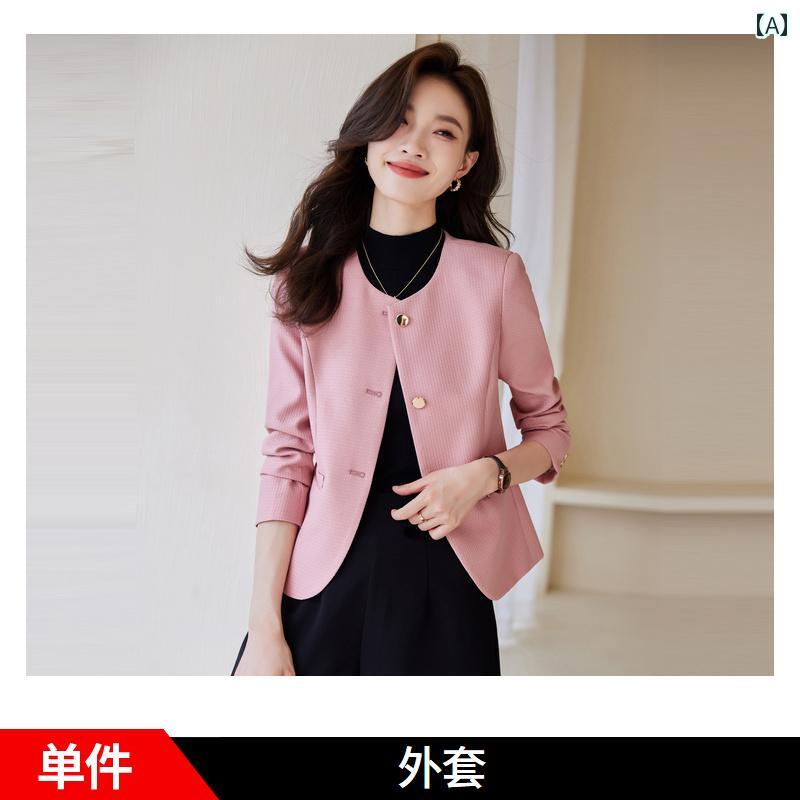 レディース　カジュアル　ウェア Xiaoxiangfeng ピンク スーツ ジャケット レディース 春秋 2024 小さ..