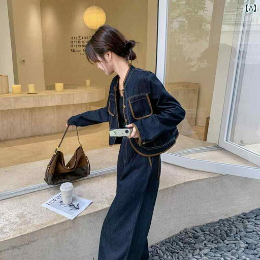 レディース カジュアル ウェア 甘くて 年齢を 感じさせにくい ブルーデニム トップ スーツ 2025 春秋 クールで スリム 韓国 ツーピース レディース カジュアル ウェア 甘くて 年齢を 感じさせにくい ブルーデニム トップ スーツ 2025 春秋 クールで スリム 韓国 ツーピース
