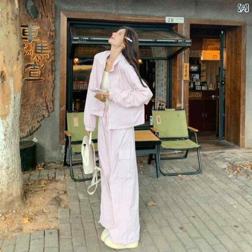 レディース カジュアル ウェア カレッジ 年齢を 減らす ピンクの ジャケット スーツ 女性用 春秋 2025 塩味と 甘味の 作業着 ワイド レッグ パンツ ツーピース レディース カジュアル ウェア カレッジ 年齢を 減らす ピンクの ジャケット スーツ 女性用 春秋 2025 塩味と 甘味の 作業着 ワイド レッグ パンツ ツーピース