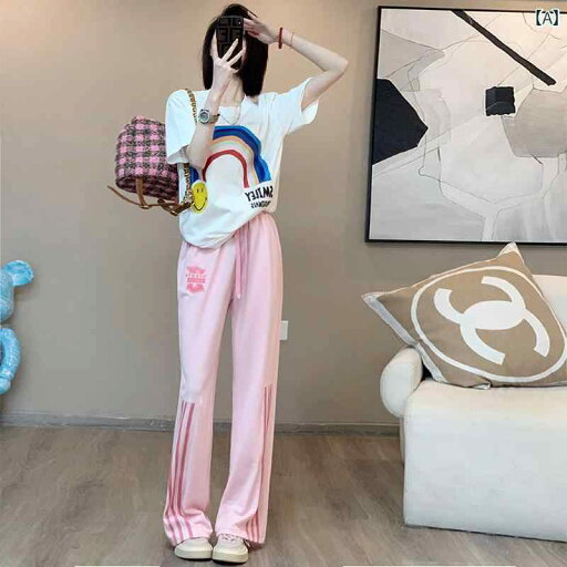 レディース カジュアル ウェア 夏の 女性用 ピンクの スポーツ スーツ ゆったり カジュアル スタイル リラックス した 感じ 半袖 Tシャツ ロング パンツ 綿 ツーピース レディース カジュアル ウェア 夏の 女性用 ピンクの スポーツ スーツ ゆったり カジュアル スタイル リラックス した 感じ 半袖 Tシャツ ロング パンツ 綿 ツーピース