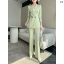 レディース カジュアル ウェア グリーン スーツ セット アナウンサー フォーマルスーツ お姫様 スタイル プロ ホワイト 作業着 医療 美容
