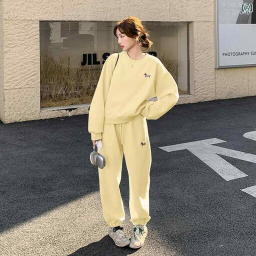 レディース カジュアル ウェア 塩辛い 服装の 青い セーター スーツ 女性用 春秋 2025年 新型 ホットな な カジュアル スポーツ パンツ ツーピース レディース カジュアル ウェア 塩辛い 服装の 青い セーター スーツ 女性用 春秋 2025年 新型 ホットな な カジュアル スポーツ パンツ ツーピース