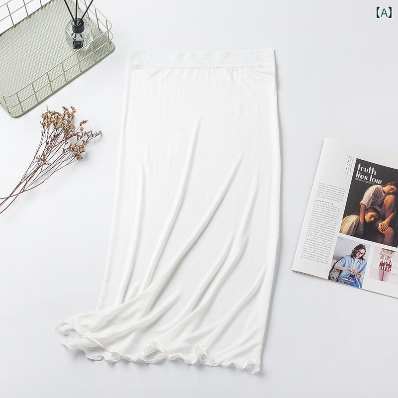 レディース　インナー　サスペンダー 夏の レディース シルクニット レース 薄手 スカート マルベリー ..