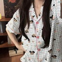 パジャマ 上下 薄手 スタイル クッキー 子犬 バブル コットン スリーピース パジャマ 女の子 夏 半袖 ズボン ホーム 服 スーツ