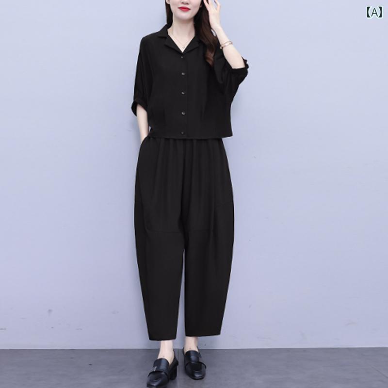 レディース　ツーピース　シルク リッチな 妻 カジュアル トップス 冷感 ツーピース スーツ 大きめ サ..