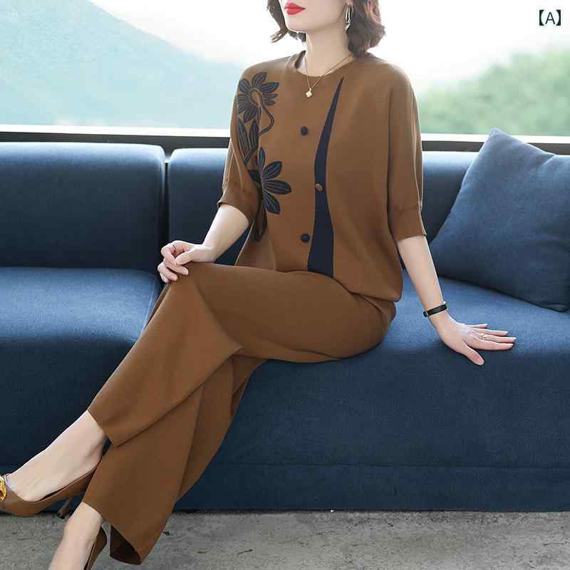 レディース　ツーピース　シルク 中年 母 春 シルク スーツ 2025 新型 婦人 春秋 ニット ツーピース