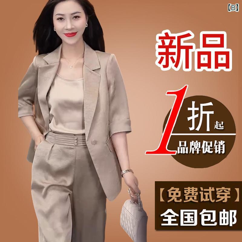 レディース　ツーピース　シルク ダイナミック ゲディ 桑 シルク スーツ 軽量 高級 ドレープ 薄手 2025 春 ワイド レッグ パンツ スリーピーススーツ