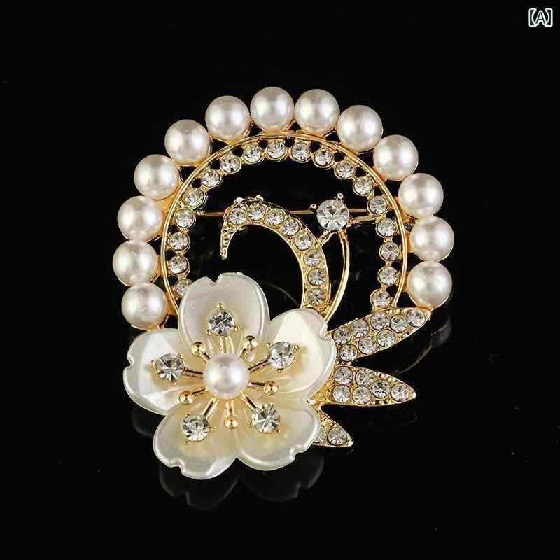 アクセサリー　パール　ジュエリー 価格で 中の 商品： シルバーパール コサージュ ブローチ ラインストーン ピン スーツ カーディガンジャケット アクセサリー ガールフレンド ギフト