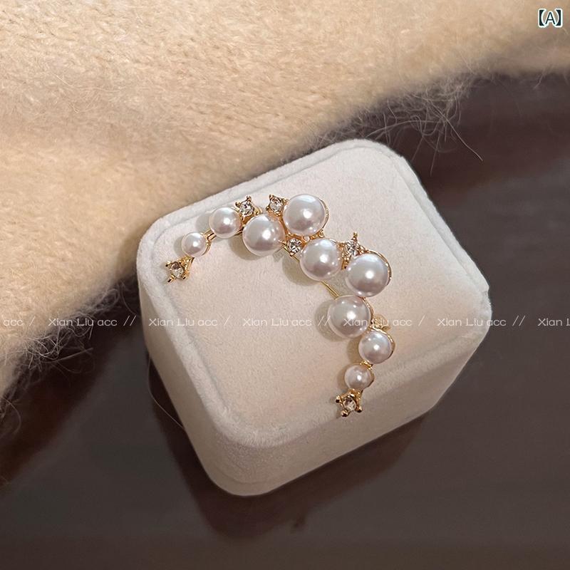 アクセサリー　パール　ジュエリー オーストラリアの 白い 月形の パールの ブローチ 女性用 高級 アクセサリー ハイエンド レディース 精巧 ファッション(4)