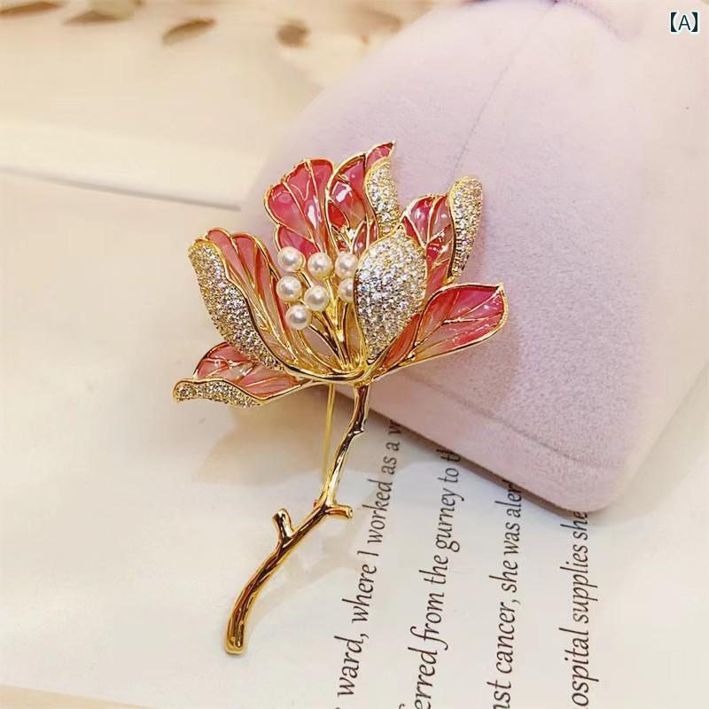 アクセサリー　パール　ジュエリー ハイエンド リアルゴールド 電気 メッキ ハイビスカス パールブロー..