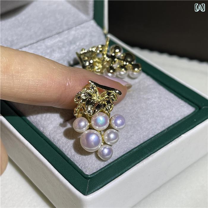 アクセサリー　パール　ジュエリー 淡水 パールの 露出 防止 ブドウの 紐の ブローチ バックル 女性 か..