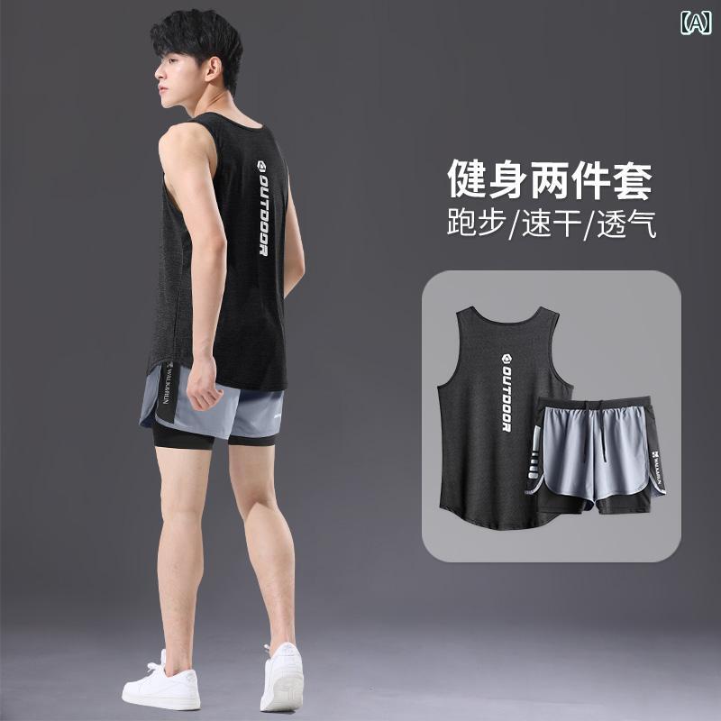 メンズ　フィットネス　タイト　 フィットネスウェア メンズ ベスト マラソン 陸上 夏用 バスケットボール トレーニング ショーツ 速乾 ランニング 用品 スポーツ スーツ