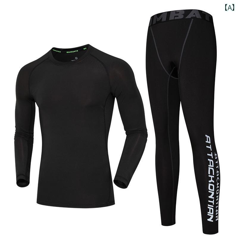 メンズ　フィットネス　タイト　 サーマル 下着 メンズ ベルベット フィットネス スーツ タイトな 服 ..