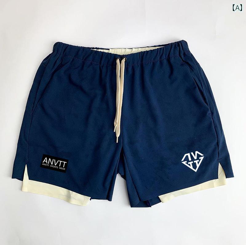 メンズ　フィットネス　タイト　 夏用 アメリカン スポーツ ショーツ メンズ バスケットボール トレーニング タイト 通気性 ランニング 速乾 フェイク ツーピース 膝丈 フィットネス パンツ