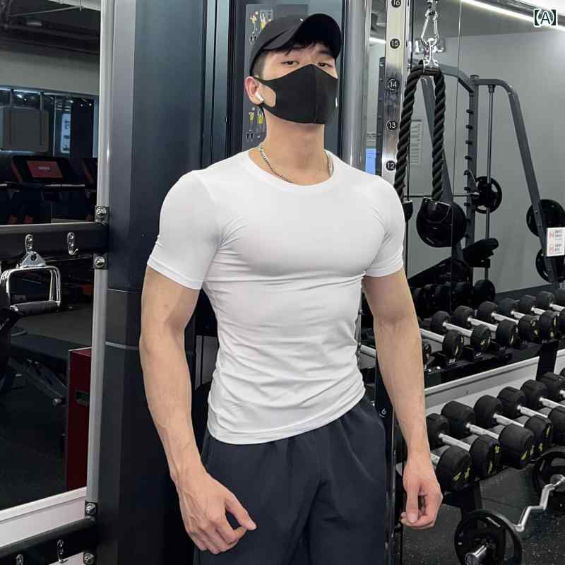 メンズ　フィットネス　タイト　 タイツ メンズ 夏 半袖 Tシャツ 冷感 スポーツウェア ジム バスケットボール ランニング 筋肉 速乾 トレーニング スーツ