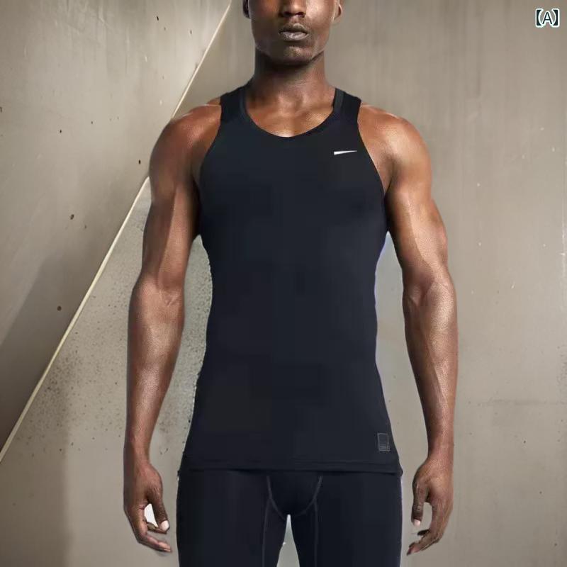 メンズ　フィットネス　タイト　 メンズ スポーツ 学生用 バスケットボール フィットネス ランニング 陸上 トレーニング ボトム ノースリーブ マラソン 速乾 タイツ用 ベスト