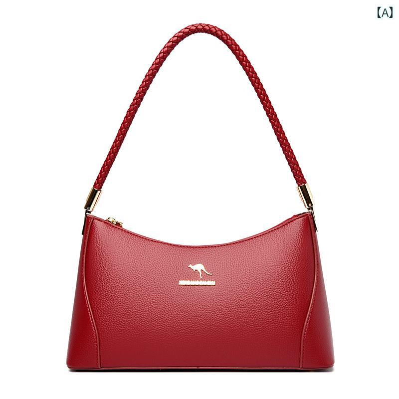 レディース　バッグ　ハンド Miqi カンガルー 革 脇下 バッグ 高級 レディースバッグ 2025新 質感大容量 ハンドバッグ(4)