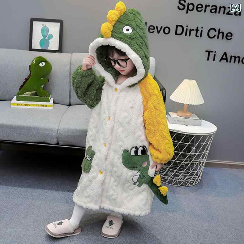 子供用 ナイトガウン パジャマ 女の子用 コーラル フリース ナイトガウン 2024 秋冬 子供用 かわいい パジャマ ベビー フランネル フード付き ホームウェア