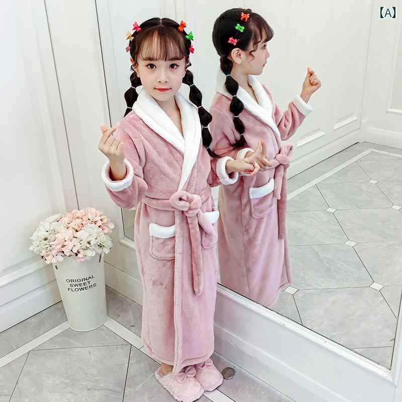 子供用 ナイトガウン パジャマ 子供用 バスローブ コーラル フリース ナイトガウン フランネル 秋冬 女..