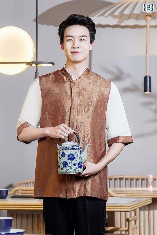 作業服　スタッフ　ホール スター ホテル ケータリング ウェイター スーツ 火 鍋 茶屋 中華 レストラン 作業着 女性 半袖 夏