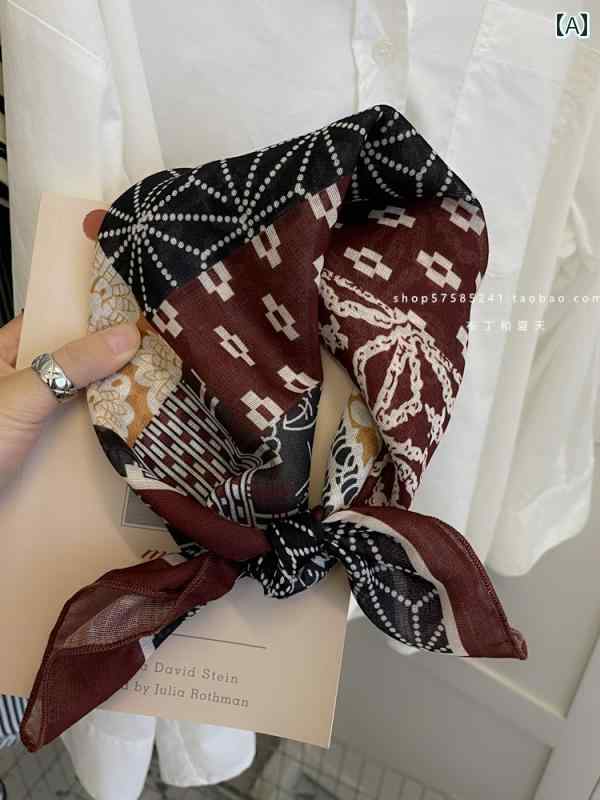 ターバン　帽子　スカーフ 58 cm コットンと リネンの カシューナッツの 小さい 正方形の タオル 春夏 ..