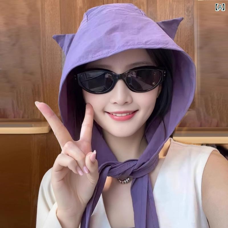 ターバン　帽子　スカーフ 女性用 かわいい小 悪魔 ネクタイ ヘッド スカーフ 帽子 2025年 サンシェード 通気性 速乾 バンド 日焼け防止