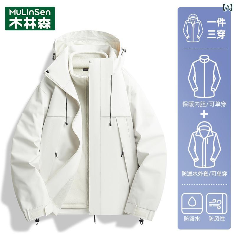 パーカー メンズ ジャケット Mulen 男女兼用 ホワイト ジャケット 2025年 アウトドア スリーインワン 防風 スポーツ 登山