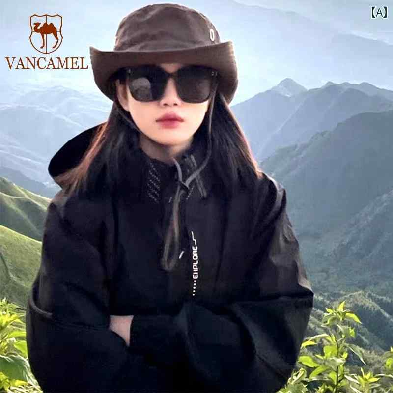 パーカー メンズ ジャケット 西部 地域 キャメル ジャケット メンズと レディース 2024 春秋 アウトドア スリーインワン 登山 ブラック 防風