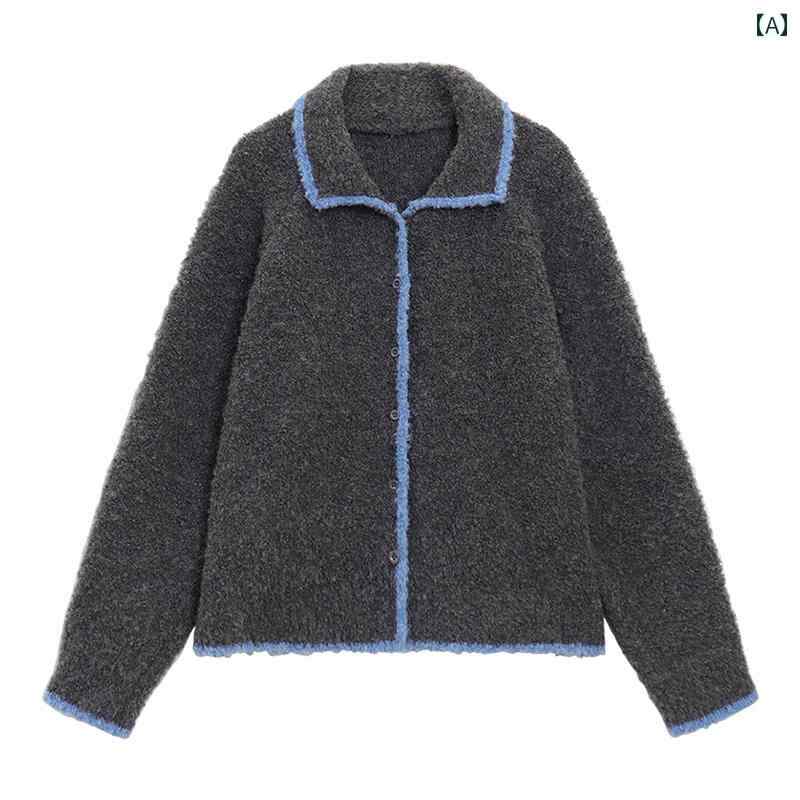 レディース　カジュアル　トップス の 長袖 ニット セーター コート チェック 柄 ワイド レッグ カジュアル パンツ レディース 2025 春 ファッション スーツ(4)