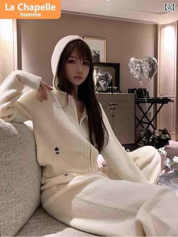 トップス　ジャケット　カジュアル ステーション 2024 秋冬 カジュアルスタイリッシュ ファッション スポーツ スーツ ニットカーディガン ワイド レッグ パンツ ツーピース