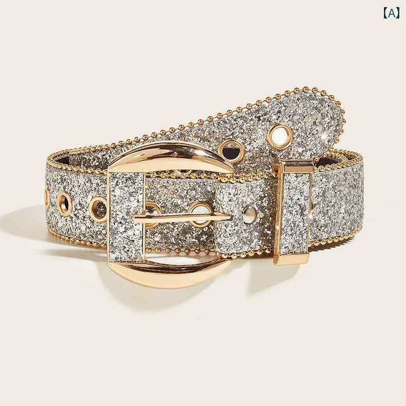 デニム　ジーンズ　おしゃれ ベルト 女性 2024 ファッション ラインストーン 装飾 ジーンズデニム スカ..