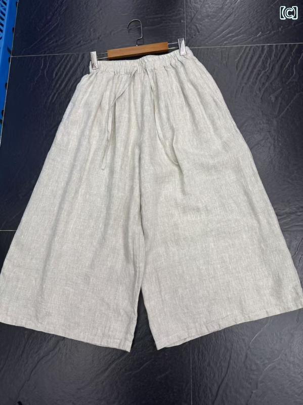 レディース　スカート　かわいい 328 S リネン スカート パンツ 先 染め ウエスト 68116 ヒップ 144 丈 90