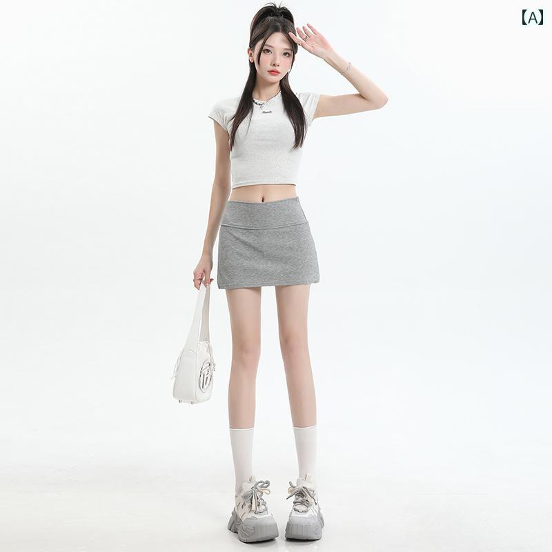 レディース　スカート　かわいい MASS アメリカン ホットティー グレー スカート 女性 夏 2025 ハイウ..